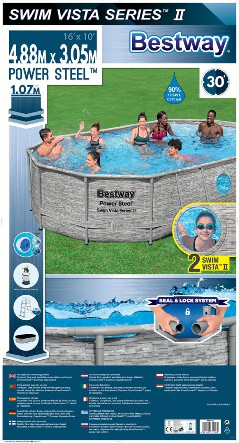 Bestway 56946 Basen stelażowy rattan 11w1 488x305x107 Bestway 56946 Basen stelażowy rattan 11w1 488x305x107
