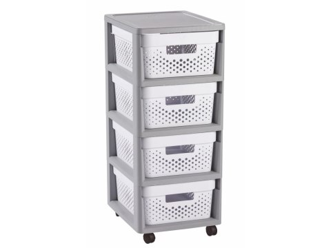 CURVER REGAŁ INFINITY NA KÓŁKACH 4x11L AŻUROWY SZARO/BIAŁY CURVER REGAŁ INFINITY NA KÓŁKACH 4x11L AŻUROWY SZARO/BIAŁY