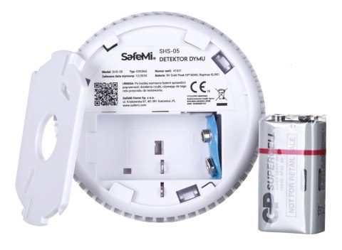 Czujnik dymu SafeMi SHS-05 na baterię Czujnik dymu SafeMi SHS-05 na baterię