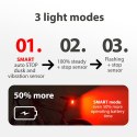 Lampka LED Maclean, Rowerowa tylna, Sensor zmierzchu, USB AUTO STOP COB, Max.125lm, Acu 450mAh, MCE355