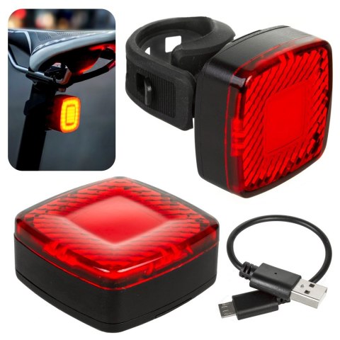 Lampka LED Maclean, Rowerowa tylna, Sensor zmierzchu, USB AUTO STOP COB, Max.125lm, Acu 450mAh, MCE355 Lampka LED Maclean, Rowerowa tylna, Sensor zmierzchu, USB AUTO STOP COB, Max.125lm, Acu 450mAh, MCE355