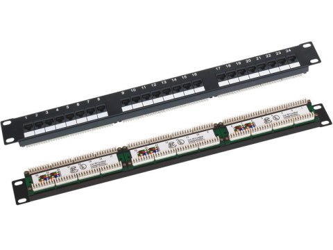 Patch panel 1U/19 cali UTP nieekranowany 24 porty kat. 6 złącza LSA Q-LANTEC Patch panel 1U/19 cali UTP nieekranowany 24 porty kat. 6 złącza LSA Q-LANTEC