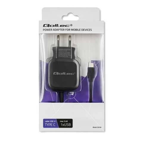 Qoltec Ładowarka sieciowa 17W | 5V | 3.4A | USB + USB typ C Qoltec Ładowarka sieciowa 17W | 5V | 3.4A | USB + USB typ C