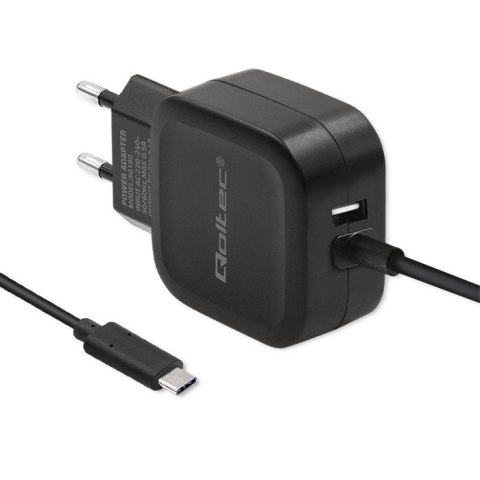 Qoltec Ładowarka sieciowa 17W | 5V | 3.4A | USB + USB typ C Qoltec Ładowarka sieciowa 17W | 5V | 3.4A | USB + USB typ C