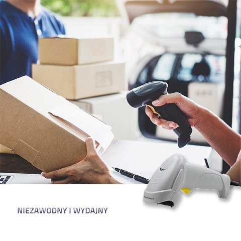 Qoltec Laserowy czytnik kodów kreskowych 1D | USB | Biały Qoltec Laserowy czytnik kodów kreskowych 1D | USB | Biały