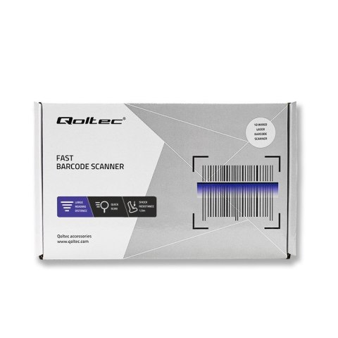Qoltec Laserowy czytnik kodów kreskowych 1D | USB | Biały Qoltec Laserowy czytnik kodów kreskowych 1D | USB | Biały