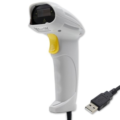 Qoltec Laserowy czytnik kodów kreskowych 1D | USB | Biały Qoltec Laserowy czytnik kodów kreskowych 1D | USB | Biały