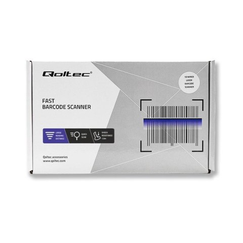Qoltec Laserowy czytnik kodów kreskowych 1D | USB | Czarny Qoltec Laserowy czytnik kodów kreskowych 1D | USB | Czarny