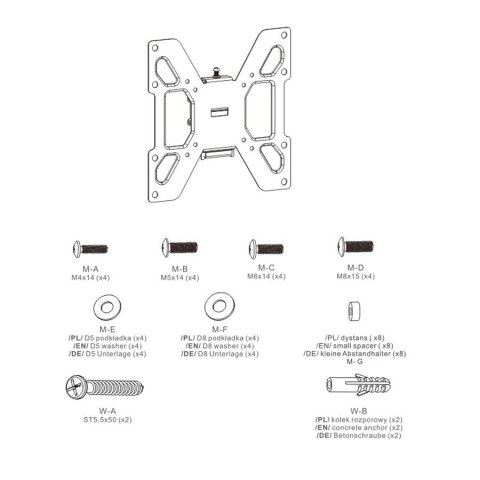 Uchwyt do telewizora lub monitora Maclean, max vesa 200x200, 23-42", 20kg, czarny, MC-597