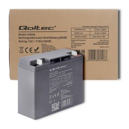 Qoltec Akumulator AGM | 12V | 17Ah | Bezobsługowy | Wydajny | LongLife | do UPS, skutera