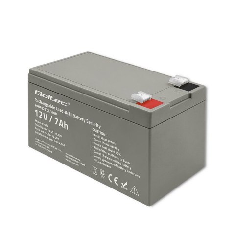 Qoltec Akumulator AGM | 12V | 7Ah | Bezobsługowy | Wydajny | LongLife | do UPS, security Qoltec Akumulator AGM | 12V | 7Ah | Bezobsługowy | Wydajny | LongLife | do UPS, security
