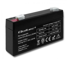 Qoltec Akumulator AGM | 6V | 1.3Ah | Bezobsługowy | Wydajny | LongLife | do UPS, wagi, kasy