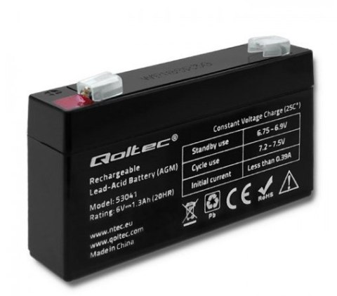 Qoltec Akumulator AGM | 6V | 1.3Ah | Bezobsługowy | Wydajny | LongLife | do UPS, wagi, kasy Qoltec Akumulator AGM | 6V | 1.3Ah | Bezobsługowy | Wydajny | LongLife | do UPS, wagi, kasy