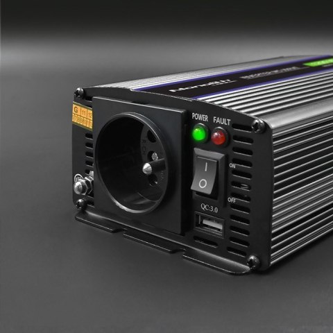 Qoltec Przetwornica napięcia Monolith 1200 MS Wave | 12V na 230V | 600/1200W | USB Qoltec Przetwornica napięcia Monolith 1200 MS Wave | 12V na 230V | 600/1200W | USB