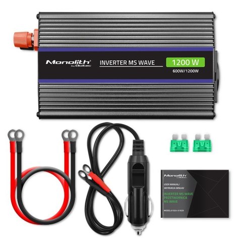 Qoltec Przetwornica napięcia Monolith 1200 MS Wave | 12V na 230V | 600/1200W | USB Qoltec Przetwornica napięcia Monolith 1200 MS Wave | 12V na 230V | 600/1200W | USB
