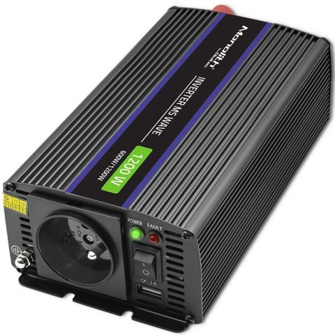 Qoltec Przetwornica napięcia Monolith 1200 MS Wave | 12V na 230V | 600/1200W | USB Qoltec Przetwornica napięcia Monolith 1200 MS Wave | 12V na 230V | 600/1200W | USB