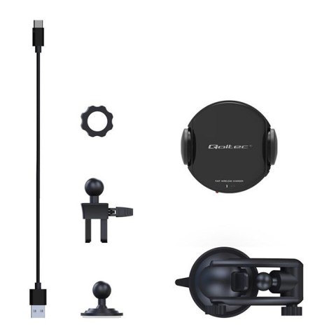 Qoltec Samochodowa ładowarka indukcyjna PRO z uchwytem iR 15W | QC 3.0 |USB typ C Qoltec Samochodowa ładowarka indukcyjna PRO z uchwytem iR 15W | QC 3.0 |USB typ C