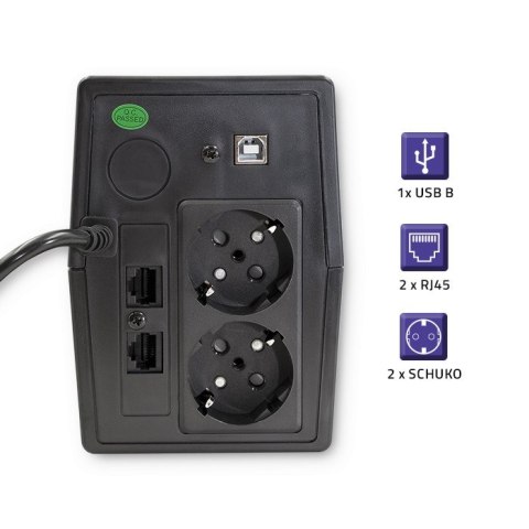 Qoltec Zasilacz awaryjny UPS Line Interactive | Monolith | 450VA | 240W | LCD | USB | RJ45 Qoltec Zasilacz awaryjny UPS Line Interactive | Monolith | 450VA | 240W | LCD | USB | RJ45