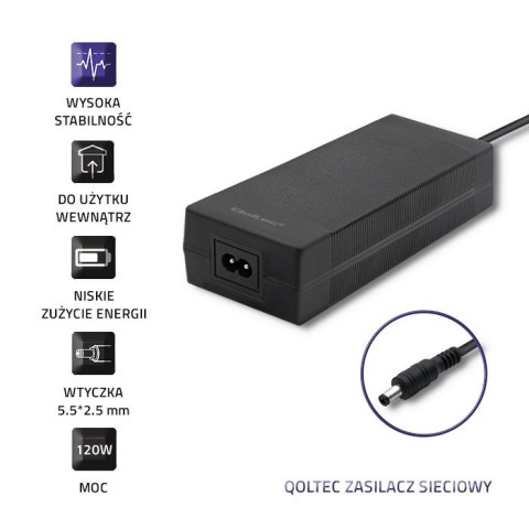 Qoltec Zasilacz desktopowy 120W | 24V | 5A | 5.5*2.5 | + kabel zasilajacy Qoltec Zasilacz desktopowy 120W | 24V | 5A | 5.5*2.5 | + kabel zasilajacy