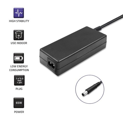 Qoltec Zasilacz do laptopa Dell 65W | 19.5V | 3.34A | 7.4*5.0+pin | +kabel zasilający Qoltec Zasilacz do laptopa Dell 65W | 19.5V | 3.34A | 7.4*5.0+pin | +kabel zasilający