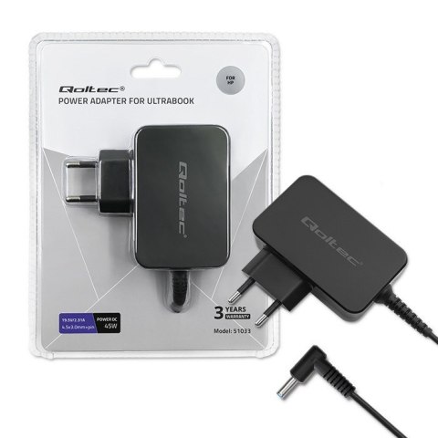 Qoltec Zasilacz do ultrabooka laptopa HP 45W | 19.5V | 2.31A | 4.5*3.0+pin Qoltec Zasilacz do ultrabooka laptopa HP 45W | 19.5V | 2.31A | 4.5*3.0+pin