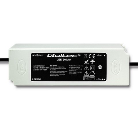Qoltec Zasilacz impulsowy LED IP67 | 150W | 12V | 12.5A | Wodoodporny | Biały Qoltec Zasilacz impulsowy LED IP67 | 150W | 12V | 12.5A | Wodoodporny | Biały