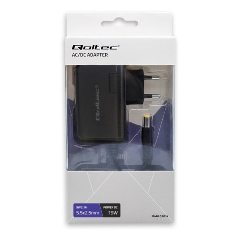 Qoltec Zasilacz wtyczkowy 19W | 9V | 2.1A | 5.5*2.5 Qoltec Zasilacz wtyczkowy 19W | 9V | 2.1A | 5.5*2.5