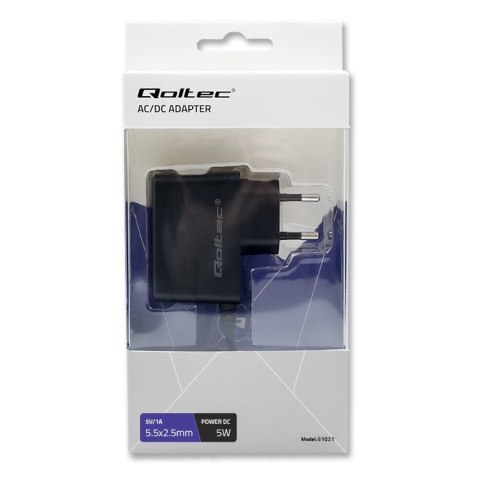 Qoltec Zasilacz wtyczkowy 5W | 5V | 1A | 5.5*2.5 Qoltec Zasilacz wtyczkowy 5W | 5V | 1A | 5.5*2.5