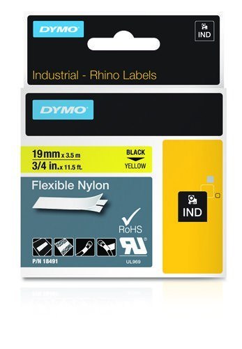 RHINO TAPE NYLON 19MM/3.5M/BLACK ON YELLOW RHINO TAPE NYLON 19MM/3.5M/BLACK ON YELLOW