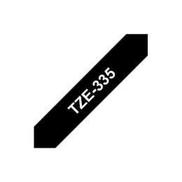 TZE-335 LAMINATED TAPE 12MM 8M/WHITE ON BLACK