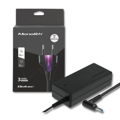 Qoltec Zasilacz do laptopa HP 65W | 19.5V | 3.33A | 4.5*3.0+pin | +kabel zasilający Qoltec Zasilacz do laptopa HP 65W | 19.5V | 3.33A | 4.5*3.0+pin | +kabel zasilający
