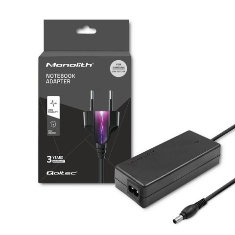 Qoltec Zasilacz do laptopa Samsung 60W | 19V | 3.15A | 5.5*3.5+pin | +kabel zasilający Qoltec Zasilacz do laptopa Samsung 60W | 19V | 3.15A | 5.5*3.5+pin | +kabel zasilający