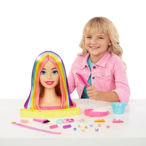 Barbie Głowa do stylizacji Neonowa tęcza blond włosy HMD78 MATTEL p1 Barbie Głowa do stylizacji Neonowa tęcza blond włosy HMD78 MATTEL p1