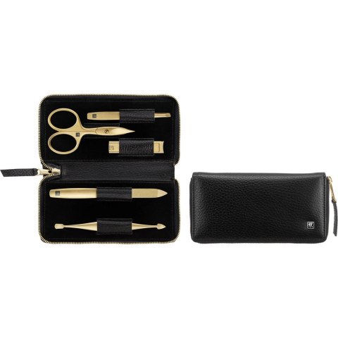 Zestaw do manicure Zwilling Twinox Gold Edition - czarne, skórzane etui, 5 elementów - Czarny Zestaw do manicure Zwilling Twinox Gold Edition - czarne, skórzane etui, 5 elementów - Czarny
