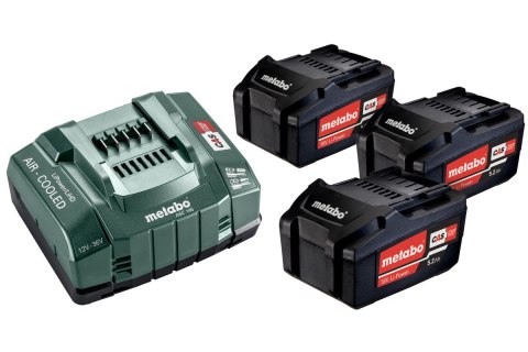 METABO ZESTAW AKUMULATORÓW 3x5.2Ah + ŁADOWARKA ASC 30-36 V METABO ZESTAW AKUMULATORÓW 3x5.2Ah + ŁADOWARKA ASC 30-36 V