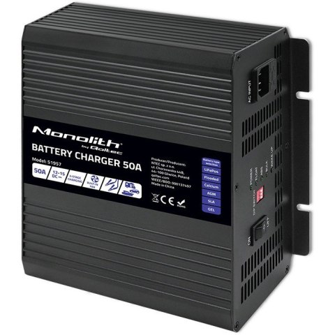 QOLTEC ŁADOWARKA DO AKUMULATORÓW LIFEPO4 AGM GEL SLA | 50A | 12V QOLTEC ŁADOWARKA DO AKUMULATORÓW LIFEPO4 AGM GEL SLA | 50A | 12V