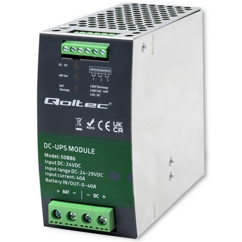 QOLTEC MODUŁ UPS DC NA SZYNĘ DIN | 40A | 24V QOLTEC MODUŁ UPS DC NA SZYNĘ DIN | 40A | 24V