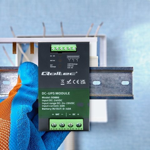 QOLTEC MODUŁ UPS DC NA SZYNĘ DIN | 40A | 24V QOLTEC MODUŁ UPS DC NA SZYNĘ DIN | 40A | 24V