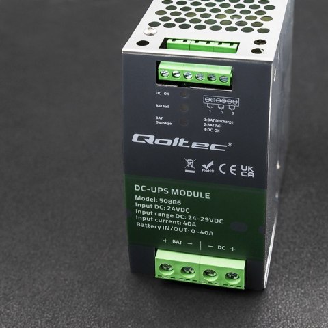 QOLTEC MODUŁ UPS DC NA SZYNĘ DIN | 40A | 24V QOLTEC MODUŁ UPS DC NA SZYNĘ DIN | 40A | 24V