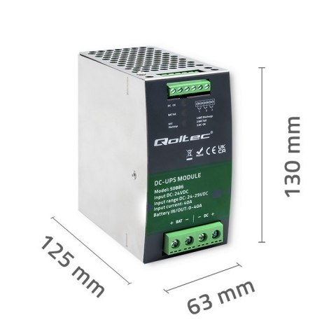 QOLTEC MODUŁ UPS DC NA SZYNĘ DIN | 40A | 24V QOLTEC MODUŁ UPS DC NA SZYNĘ DIN | 40A | 24V
