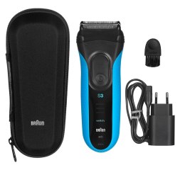 Braun Series 3-3045s w&d, Foil shaver, Black, Blue, LED, Battery, Nickel-Metal Hydride (NiMH), 45 min