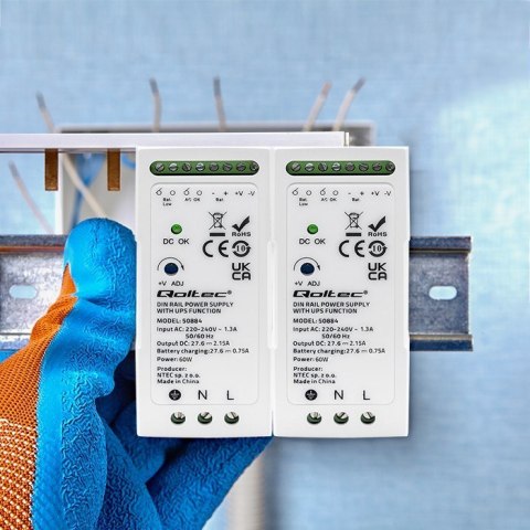 QOLTEC ZASILACZ NA SZYNĘ DIN Z FUNKCJĄ UPS | 60W QOLTEC ZASILACZ NA SZYNĘ DIN Z FUNKCJĄ UPS | 60W