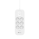 SOCKET STRIP WITH OVERVOLTAGE/PROTECTION 6 SOCKETS WITH 1 X US