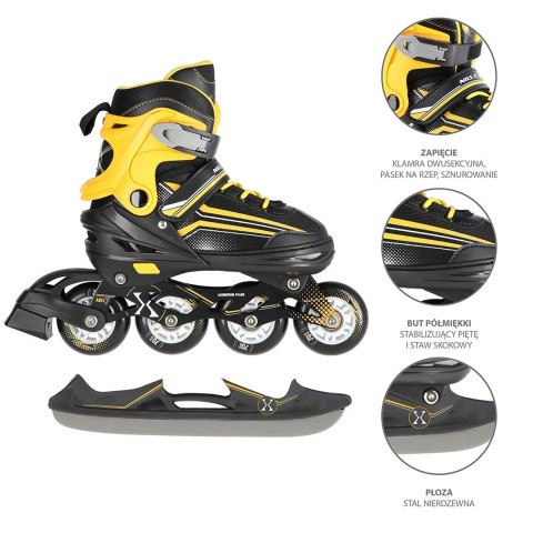 Łyżworolki NILS Extreme NH18190 2w1 czarno-pomarańczowe rozm. S (29-33) z wymienną płozą hokejową Łyżworolki NILS Extreme NH18190 2w1 czarno-pomarańczowe rozm. S (29-33) z wymienną płozą hokejową