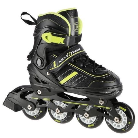 Łyżworolki NILS Extreme NH18191 2w1 czarno-limonkowe rozm. M (38-38) z wymienną płozą hokejową