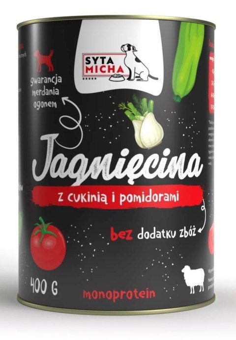 SYTA MICHA mokra karma jagnięcina z pomidorami i cukinią 400g pies SYTA MICHA mokra karma jagnięcina z pomidorami i cukinią 400g pies