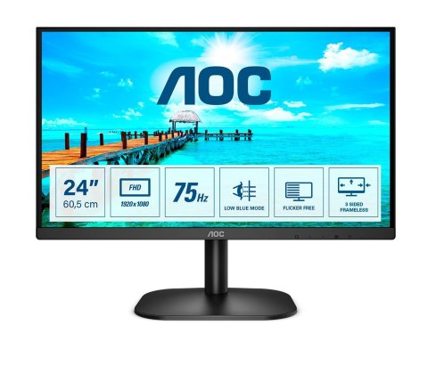 AOC B2 24B2XDM monitor komputerowy 60,5 cm (23.8") 1920 x 1080 px Full HD LCD Czarny AOC B2 24B2XDM monitor komputerowy 60,5 cm (23.8") 1920 x 1080 px Full HD LCD Czarny