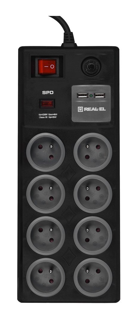 Listwa zasilająca REAL-EL FRS-8F USB Charge 3m