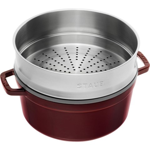 Garnek żeliwny okrągły z wkładem Staub - Grenadynowy, 5.25 ltr Garnek żeliwny okrągły z wkładem Staub - Grenadynowy, 5.25 ltr