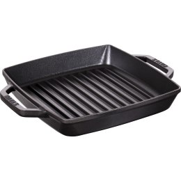 Kwadratowa patelnia żeliwna grillowa Staub z dwoma uchwytami - 23 cm, Czarny